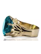 Anillo Aguamarina Oro amarillo de 14 quilates Artesanía vintage vrc029y